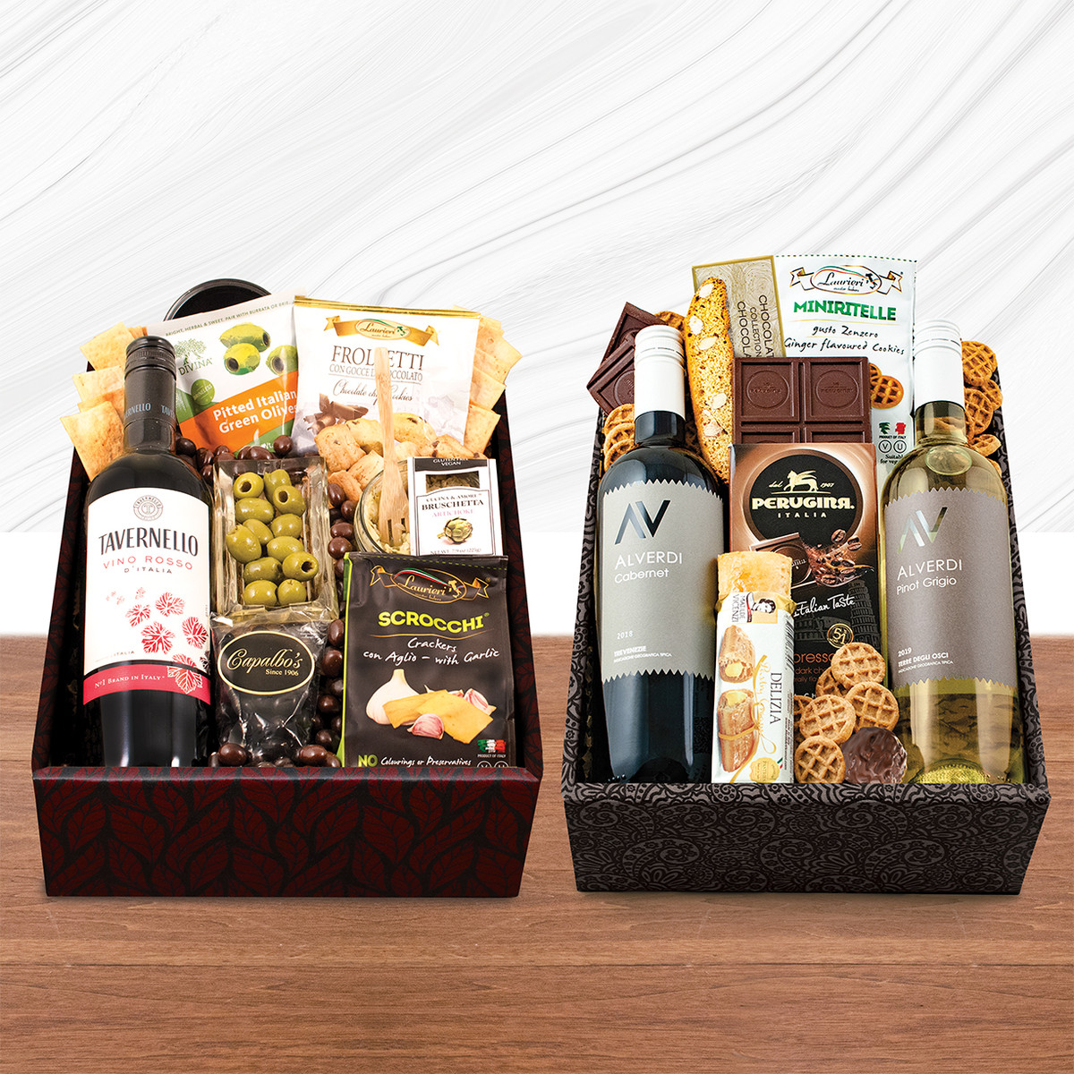 Triple Taste of Italy Wine and Gourmet Double Decker Gift Box